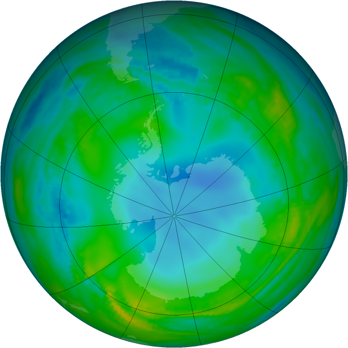Antarctic ozone map for 27 May 1989